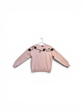 Tahari Pink Sweater with Black Floral Detail - small